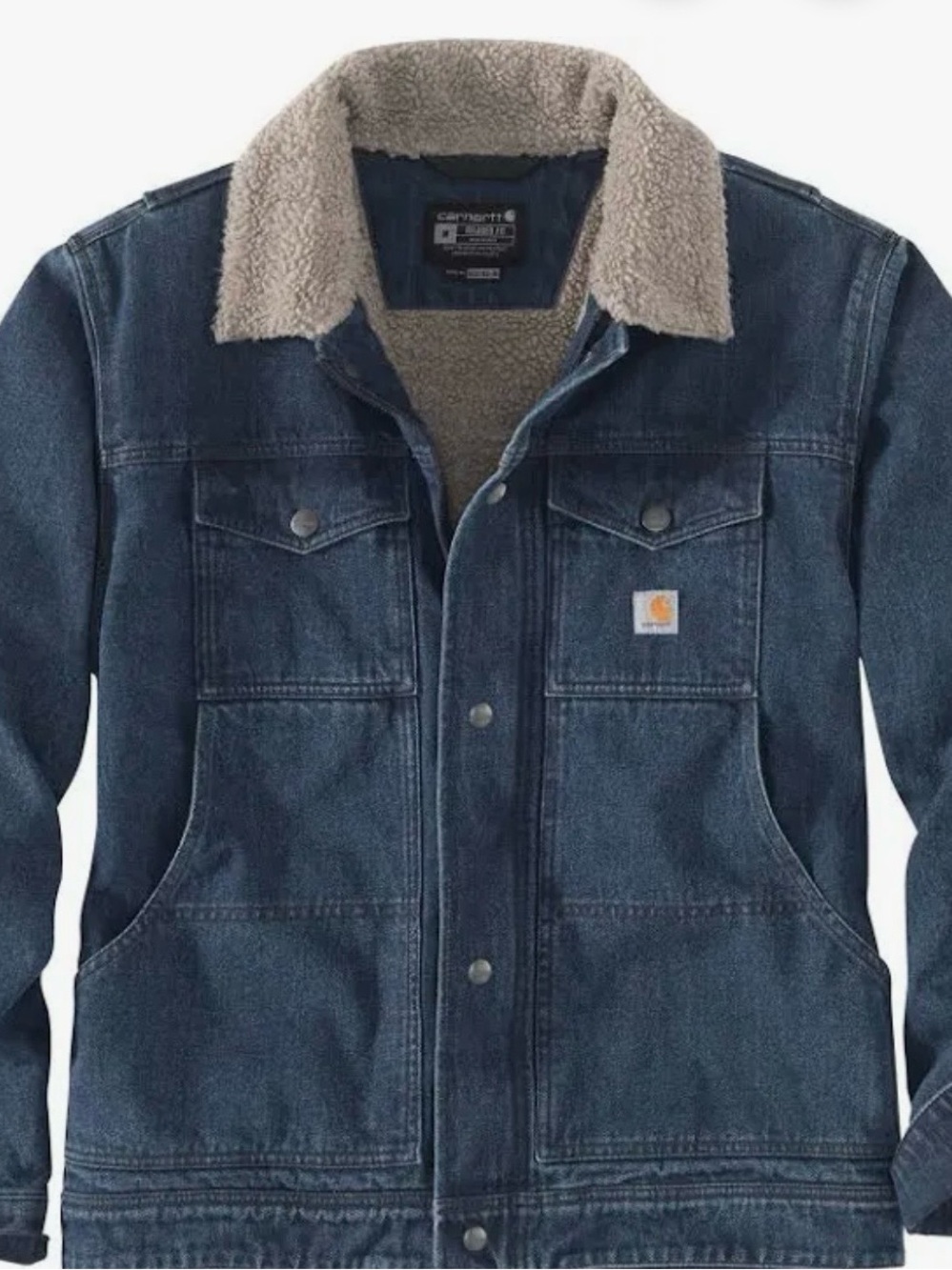Carhartt Blue Denim Sherpa-Lined Jacket
